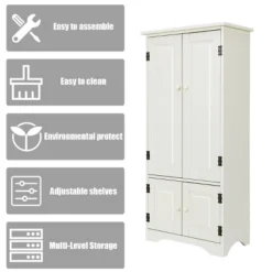 Costway Accent Storage Cabinet Adjustable Shelves Antique 2 Door Floor Cabinet White -Costway GUEST 20a5d3a8 354f 4ed9 8024 13ed23c665e2