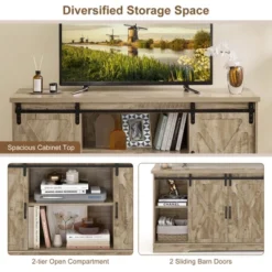 Costway 59'' Farmhouse TV Stand Sliding Barn Door Cabinet W/ Adjustable Shelf -Costway GUEST 20a9bd14 a43d 4560 96d9 c53dc2987777