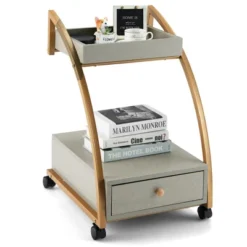 Costway Rolling End Table With Storage Drawer Tray Top 4 Casters Modern Bedside Trolley -Costway GUEST 20d610fb 9cc6 478c b6d8 cbc7979ed36f