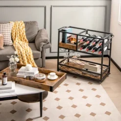 Costway 3-Tier Mobile Bar Serving Cart Liquor Storage Trolley With Removable Tray Wine Rack 14 Costway 3-Tier Mobile Bar Serving Cart Liquor Storage Trolley With Removable Tray Wine Rack -Costway GUEST 20eae548 3ba3 4045 99b2 dec5bf8e4133