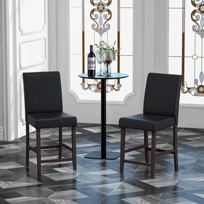 Costway Set Of 2/4 Bar Stools 25inch Counter Height Barstool Pub Chair W/Rubber Wood Legs 6 Costway Set Of 2/4 Bar Stools 25inch Counter Height Barstool Pub Chair W/Rubber Wood Legs - Image 4