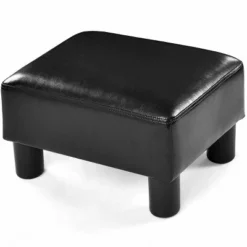 Costway Small Ottoman Footrest PU Leather Footstool Rectangular Seat Stool Black -Costway GUEST 212fbe0f 0fb8 4090 a824 b84b9b2d1cea