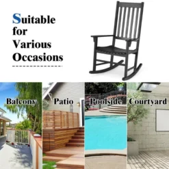 Costway Wooden Rocking Chair Porch Rocker High Back Garden Seat For Indoor Outdoor -Costway GUEST 21440bc0 fd6a 451f 980a 33dddd91a851