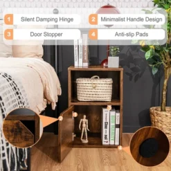 Costway Set Of 2 Nightstands Side End Table Storage Cabinet Shelf Living Room Brown -Costway GUEST 216afb24 689c 4a6a ad63 666567b6c5d5