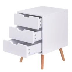 Costway White Side End Table Nightstand W/ 3 Drawers Mid-Century Accent Wood Furniture -Costway GUEST 21ac884f 58de 4685 8d85 786751cc64e9