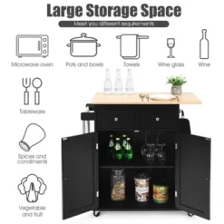 Costway Rolling Kitchen Island Utility Trolley Cabinet Storage Spice Towel Rack -Costway GUEST 21d99c93 369e 44b6 a995 ca5c191bb1c1