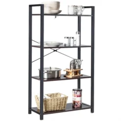 Costway 4-Tier Bookshelf Industrial Bookcase Diaplay Shelf Storage Rack Rustic BrownBlack -Costway GUEST 22010949 0b4d 4f30 b44e a4952b1d0820
