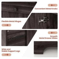 Costway 66.5'' L Shaped Home Office Desk Corner Computer Desk Keyboard Tray Dark -Costway GUEST 2214ee56 728b 447e 9c52 f6116a2aae2f