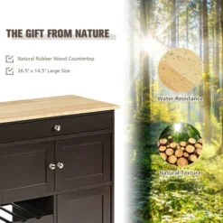 Costway Rolling Kitchen Island Serving Cart Storage Cabinet W/ Wine Rack -Costway GUEST 2220e166 ce39 4e5c 921b dc044dc8ca97