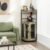 Costway Corner Bar Cabinet Industrial Liquor Wine Cabinet With Glass Holder & Mesh Doors