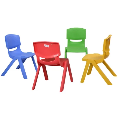 Costway Set Of 4 Kids Plastic Chairs Stackable Play And Learn Furniture Colorful 4 Costway Set Of 4 Kids Plastic Chairs Stackable Play And Learn Furniture Colorful - Image 2