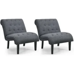 Costway Set Of 2 Armless Accent Chair Upholstered Tufted Lounge Chair -Costway GUEST 227d0ffc a5d9 47d8 ba6b ebadf1d458f0