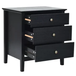 Costway Nightstand Beside End Side Table Accent Table Organizer W/3 Drawers Black -Costway GUEST 22937a14 79b0 4674 90b1 12d7b1bf7a8e