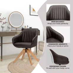 Costway 360degreesSwivel Accent Chair Modern Leathaire Armchair With Beech Wood Legs Brown 18 Costway 360degreesSwivel Accent Chair Modern Leathaire Armchair With Beech Wood Legs Brown -Costway GUEST 22d37f11 e546 4eec a52c cb381c473647