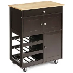 Costway Rolling Kitchen Island Serving Cart Storage Cabinet W/ Wine Rack -Costway GUEST 230f122c 40bc 4f22 8134 1ae21e87e307