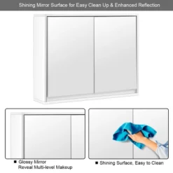 Costway Wall Mounted Bathroom Medicine Cabinet Storage Cabinet Double Mirror Door Organizer Shelf White -Costway GUEST 2310fb1b 430c 440d 8dd5 3edd7f5e6664