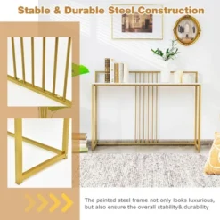 Costway 47'' Console Table Modern Steel Frame Storage Shelf For Entryway Living Room -Costway GUEST 23478fd0 33ad 47a6 8b55 ad43b81c2454