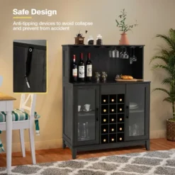 Costway 2-Door Buffet Bar Cabinet Kitchen Storage Sideboard Wine Rack Glass Holder GreyBlack -Costway GUEST 2361df2d 2174 43b3 95ee 2ce44641f923