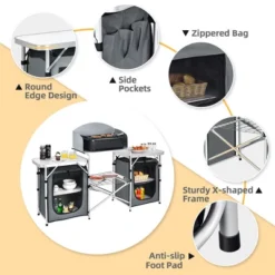 Costway Folding Portable Aluminum Camping Grill Table W/ Storage Organizer Windscreen -Costway GUEST 2361ea03 2511 40b9 b954 1dd542f7d177
