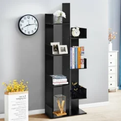 Costway 8-Tier Bookshelf Bookcase W/8 Open Compartments Space-Saving Storage Rack White/Black -Costway GUEST 2366f373 95db 4288 9d7b eac4b84bc5fd