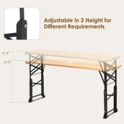 Costway 66.5" Outdoor Folding Wood Picnic Table Height Adjustable Metal Frame -Costway GUEST 237d1140 40c5 4769 b4c6 c6fa473b62cd