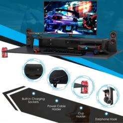 Costway Gaming Desk&Massage Gaming Chair Set W/ Footrest Monitor Shelf Power Strip Pink -Costway GUEST 23e699aa 23d5 447d ae54 a2c4c8e821db