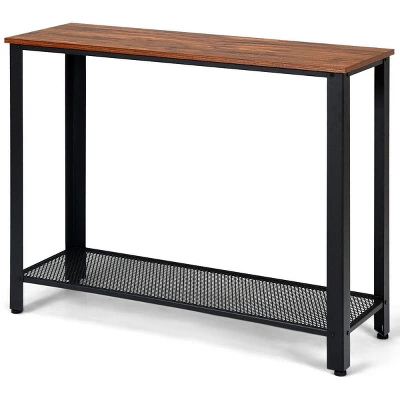 Costway Console Sofa Table W/ Storage Shelf Metal Frame Wood Look Entryway Table SilverBlack 12 Costway Console Sofa Table W/ Storage Shelf Metal Frame Wood Look Entryway Table SilverBlack - Image 10