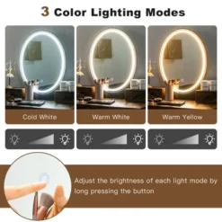 Costway Industrial Vanity Makeup Dressing Table Padded Stool Set 3-Color Lighted Mirror -Costway GUEST 2448604a 3b95 43ec 9f2e 9fb2d0548973