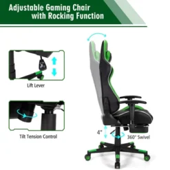 Costway Massage LED Gaming Chair Reclining Racing Chair W/Lumbar Support&Footrest RedBlue -Costway GUEST 2448e821 bf31 4847 a3f9 4dd831dfc9fb