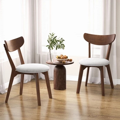Set Of 2 Dining Chair Upholstered Curved Back Side Chair With Solid Wooden Legs 3 Set Of 2 Dining Chair Upholstered Curved Back Side Chair With Solid Wooden Legs