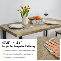 Costway 4-Piece Dining Table Set Industrial Dinette Set Kitchen Table W/Bench & 2 Stools -Costway GUEST 246ff3f5 d0c9 4465 b74c 4939af5d0a45