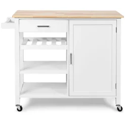 Costway 4-Tier Wood Kitchen Island Trolley Cart Storage Cabinet W/ Wine Rack White -Costway GUEST 24888bd5 0f0f 4770 b381 e0ef8cfc8026