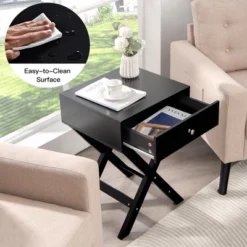 Costway Side Nightstand With Drawer X Shaped Structure Accent Sofa End Table WhiteBlack 15 Costway Side Nightstand With Drawer X Shaped Structure Accent Sofa End Table WhiteBlack -Costway GUEST 24926573 8531 412d aac0 14c436a67b66