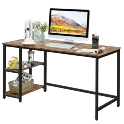 Costway 55'' Computer Desk Office Study Table Workstation Home W/ Adjustable Shelf Black/Coffee/Brown -Costway GUEST 2497f589 b58d 4584 82b4 da84b0ad6eca