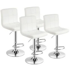 Costway Set Of 4 PU Leather Bar Stool Swivel Bar Chair W/ Adjustable Height -Costway GUEST 24e0527f 73df 4bdd bcb0 7f857ec824b7