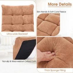 Costway Adjustable 14-Position Floor Chair Folding Lazy Gaming Sofa Chair Cushioned-Tan -Costway GUEST 24febf39 4d6e 4795 b4bb 73eda597a312
