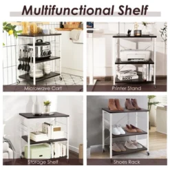 Costway 3-Tier Kitchen Baker's Rack Microwave Oven Storage Cart W/ Hook -Costway GUEST 2515d684 796e 4353 9f80 cc9a6ccc401b
