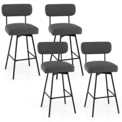 Costway Set Of 4 Swivel Bar Stools Bar Height Upholstered Kitchen Dining Chairs Gray/Beige -Costway GUEST 2541f9d5 9b31 4862 b18a 77adbf64774e