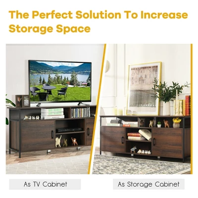 Costway 58'' Wood TV Stand Entertainment Media Center Console W/ Storage Cabinet 5 Costway 58'' Wood TV Stand Entertainment Media Center Console W/ Storage Cabinet - Image 3