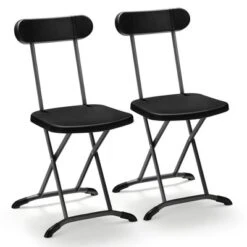 Costway 2-Pack Folding Chair With Metal Curved Feet Wide Seat & Ergonomic Backrest Black/White -Costway GUEST 259f9fa3 a6ff 456f b6bd d05f08a480e3
