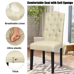 Costway Set Of 4 Tufted Dining Chair Upholstered W/ Nailhead Trim & Rubber Wooden Legs 21 Costway Set Of 4 Tufted Dining Chair Upholstered W/ Nailhead Trim & Rubber Wooden Legs -Costway GUEST 2606cf09 4360 4841 a81c 0d51b382dba3
