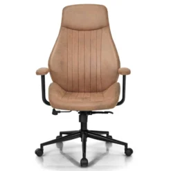 Costway High Back Office Chair Reclining Task Chair Suede Fabric BrownRed -Costway GUEST 260770b3 b40d 4d8b 898d 019fd676eae8