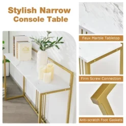 Costway 47'' Console Table Modern Steel Frame Storage Shelf For Entryway Living Room -Costway GUEST 260ffe77 17cf 485f 9b49 66df2b69f2a1