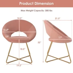 Costway Modern Velvet Accent Chair Upholstered Vanity Leisure Chair With Metal Legs -Costway GUEST 2673c722 834b 4b11 add0 064f0a48d182