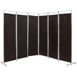 Costway 6-Panel Room Divider Folding Privacy Screen W/Steel Frame Decoration BrownBlack -Costway GUEST 2677a317 d85b 41f0 8605 a31a0a045480
