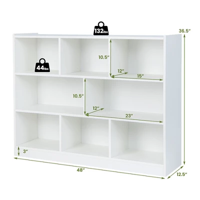 Costway 3-tier Open Bookcase 8-Cube Floor Standing Storage Shelves Display Cabinet White 5 Costway 3-tier Open Bookcase 8-Cube Floor Standing Storage Shelves Display Cabinet White - Image 3