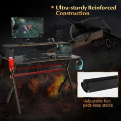 Costway Gaming Computer Desk W/ Monitor Shelf & Storage For Controller Headphone Speaker -Costway GUEST 26c30561 394b 4975 b805 cbf373165276