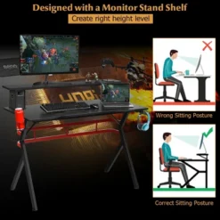 Costway Gaming Computer Desk W/ Monitor Shelf & Storage For Controller Headphone Speaker -Costway GUEST 26f1b246 a5ac 459f b63d 5f29fd250908