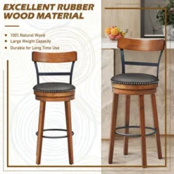 Costway Set Of 2/4 BarStool 30.5'' Swivel Pub Height Dining Chair With Rubber Wood Legs -Costway GUEST 27260d15 ffe6 4aee b8ac d89681245c62