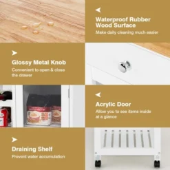 Costway Rolling Kitchen Island Wood Top Trolley Cart Storage Cabinet W/Shelf & Wine Rack -Costway GUEST 2739b979 5f18 4bf5 a621 7650891c3a12